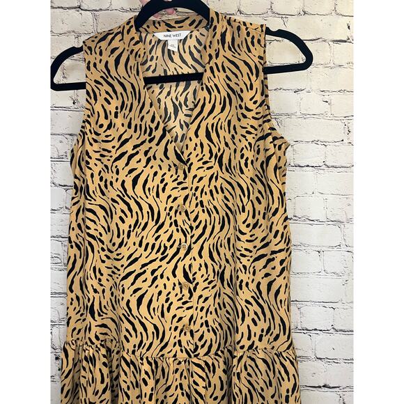 NWOT Women's Nine West Tiger Stripe Button Down Dress - Picture 1 of 5